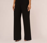 Knit Crepe Wide Leg Jumpsuit With Cutout Accent In Black 4